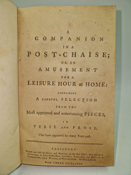 A Companion in a Post Chaise;