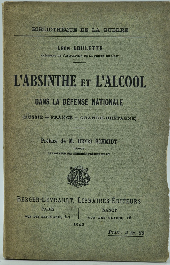 L'absinthe et l'alcool dans la défense nationale