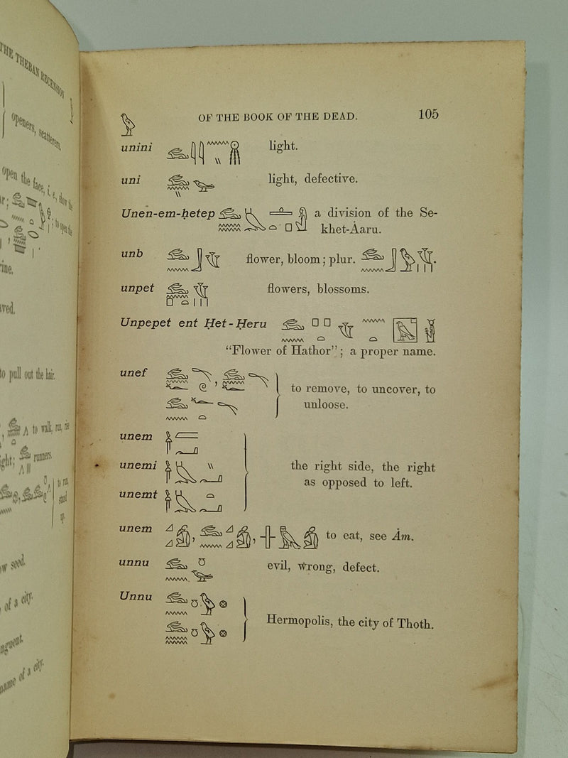 Hieroglyphic vocabulary to the Theban recension of the Book of the Dead