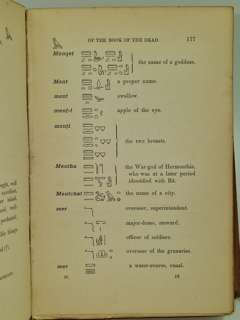 Hieroglyphic vocabulary to the Theban recension of the Book of the Dead