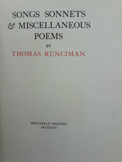 Songs, Sonnets and Miscellaneous Poems.